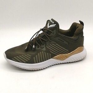 Vitike Womens Flat Heel Lace Up Sneaker Cushioned Toggle Close Olive Green EUR36